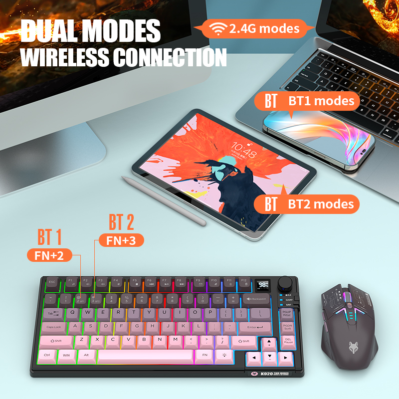 Dual-Mode 2.4G Bluetooth Wirel - Gaming Keyboard Mouse And Headset Combo recension och pris