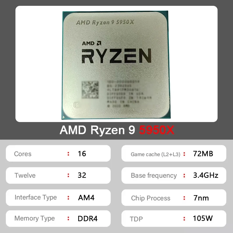 AMD Ryzen 9 5950X Zen3 AM4 Tra - Amd Cpu Ryzen 9 recension och pris