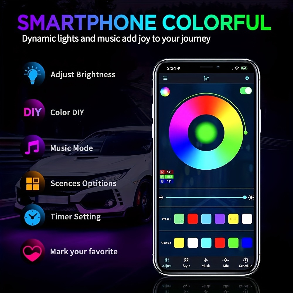 RGB Flexible Car Underglow Lig - Rgb Underglow Strip recension och pris